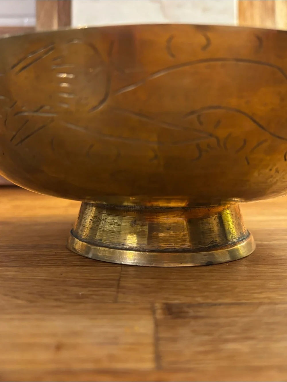 Brass Pedestal Decorative Bowl - Amber Brass Finish